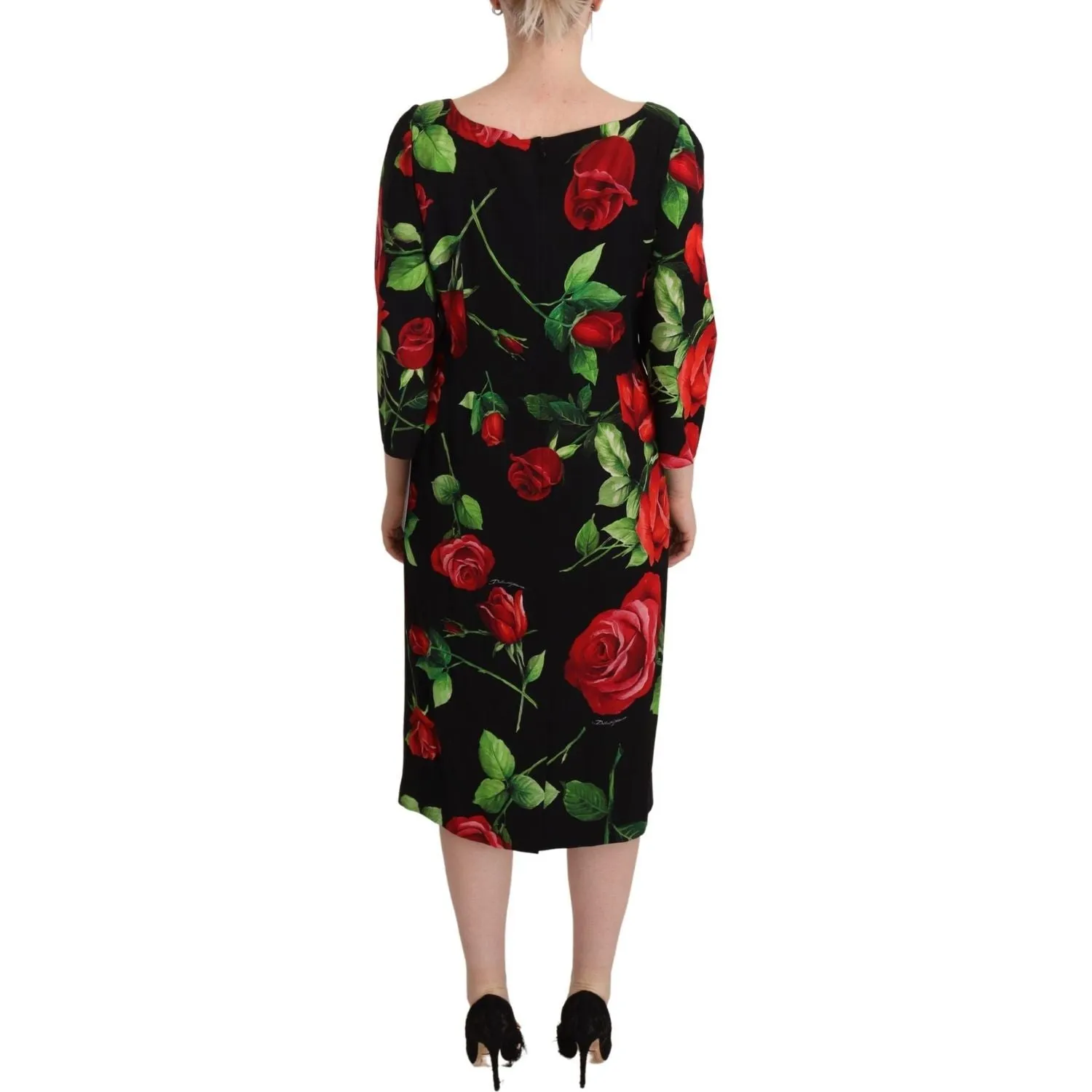 Dolce & Gabbana Elegant Floral Print Silk Sheath Dress