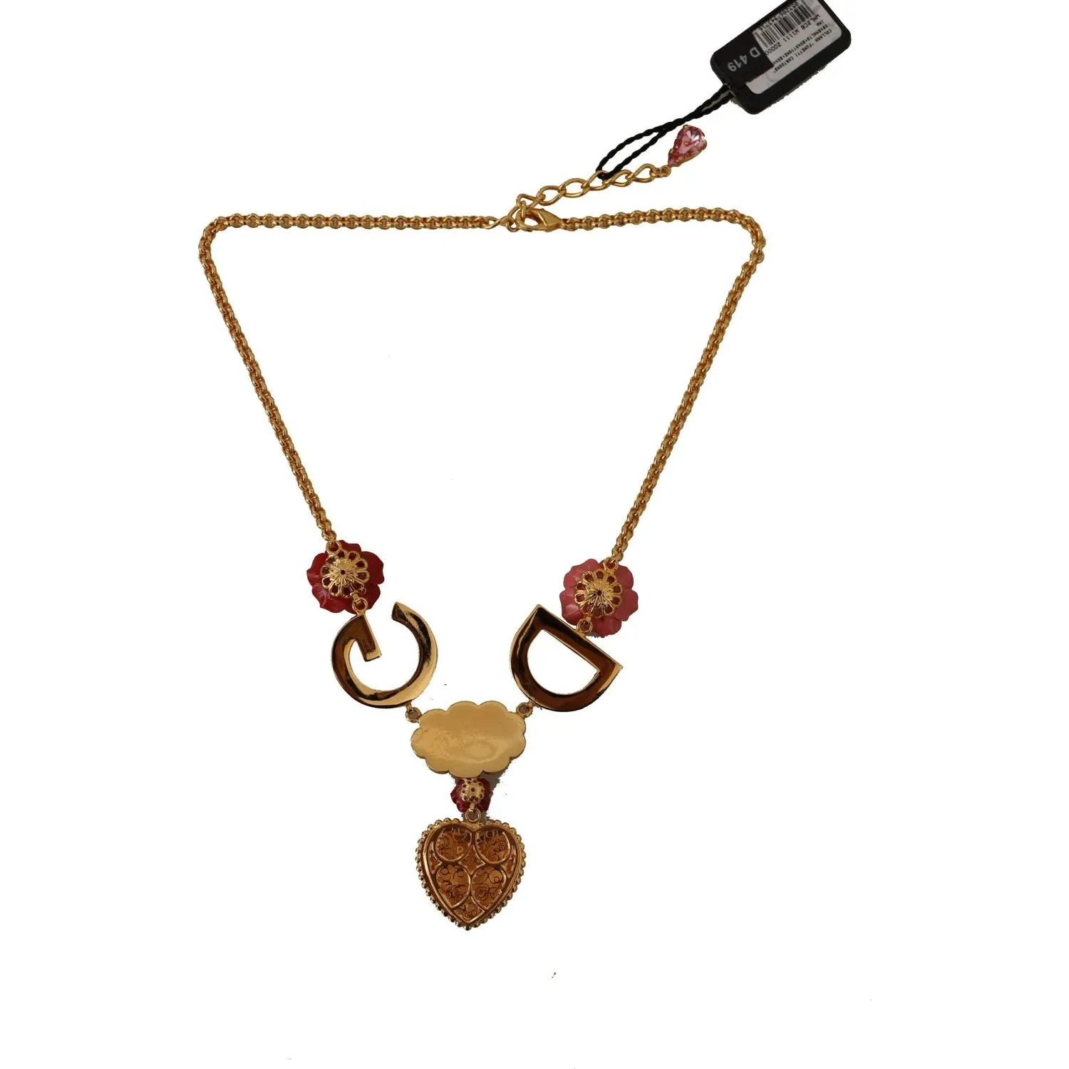 Dolce & Gabbana Glamorous Gold Crystal Charm Necklace