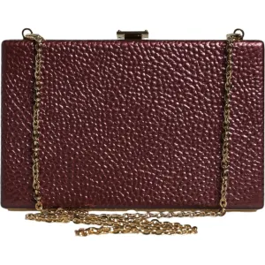 Dolce & Gabbana Maroon Leather Clutch Evening Crossbody Bag