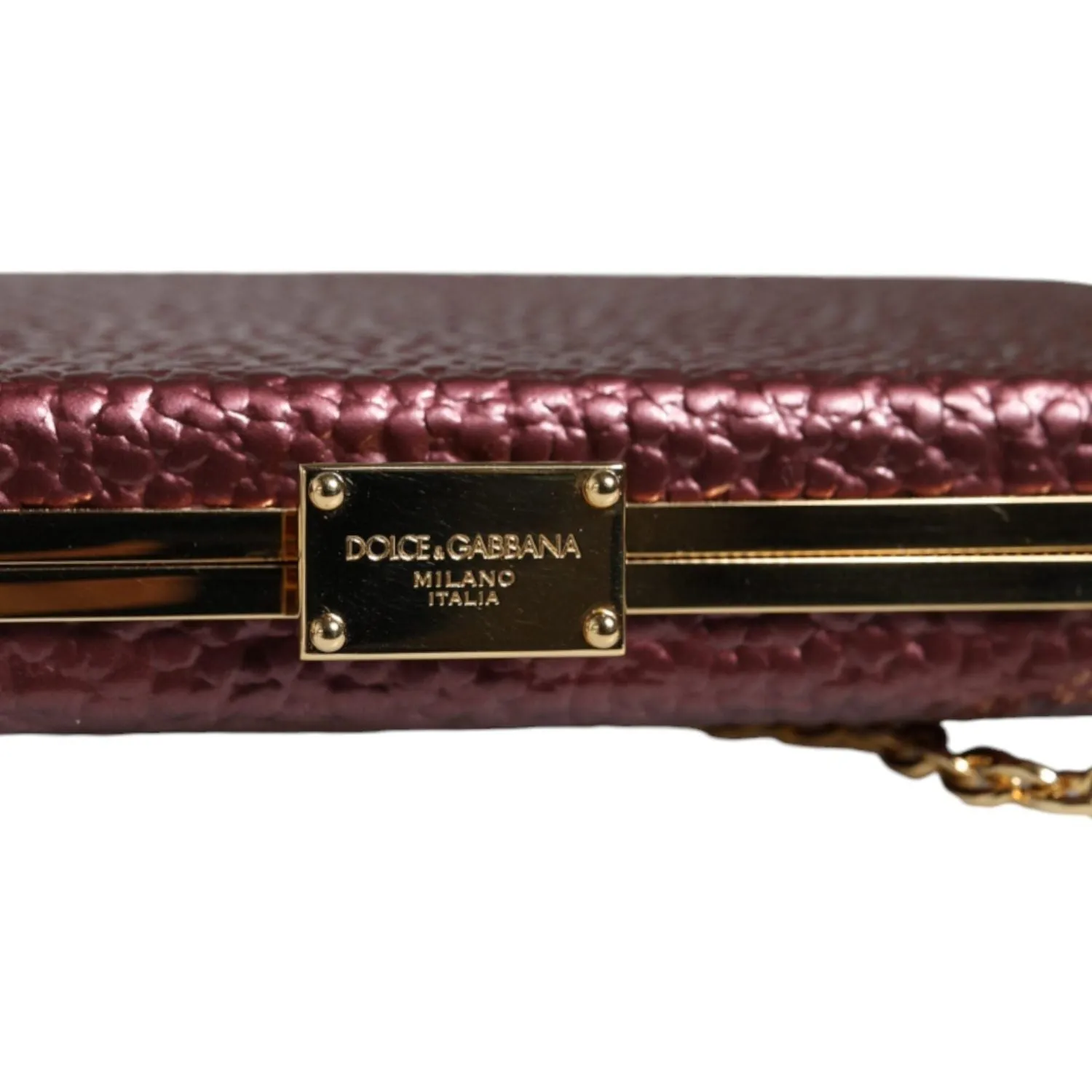 Dolce & Gabbana Maroon Leather Clutch Evening Crossbody Bag