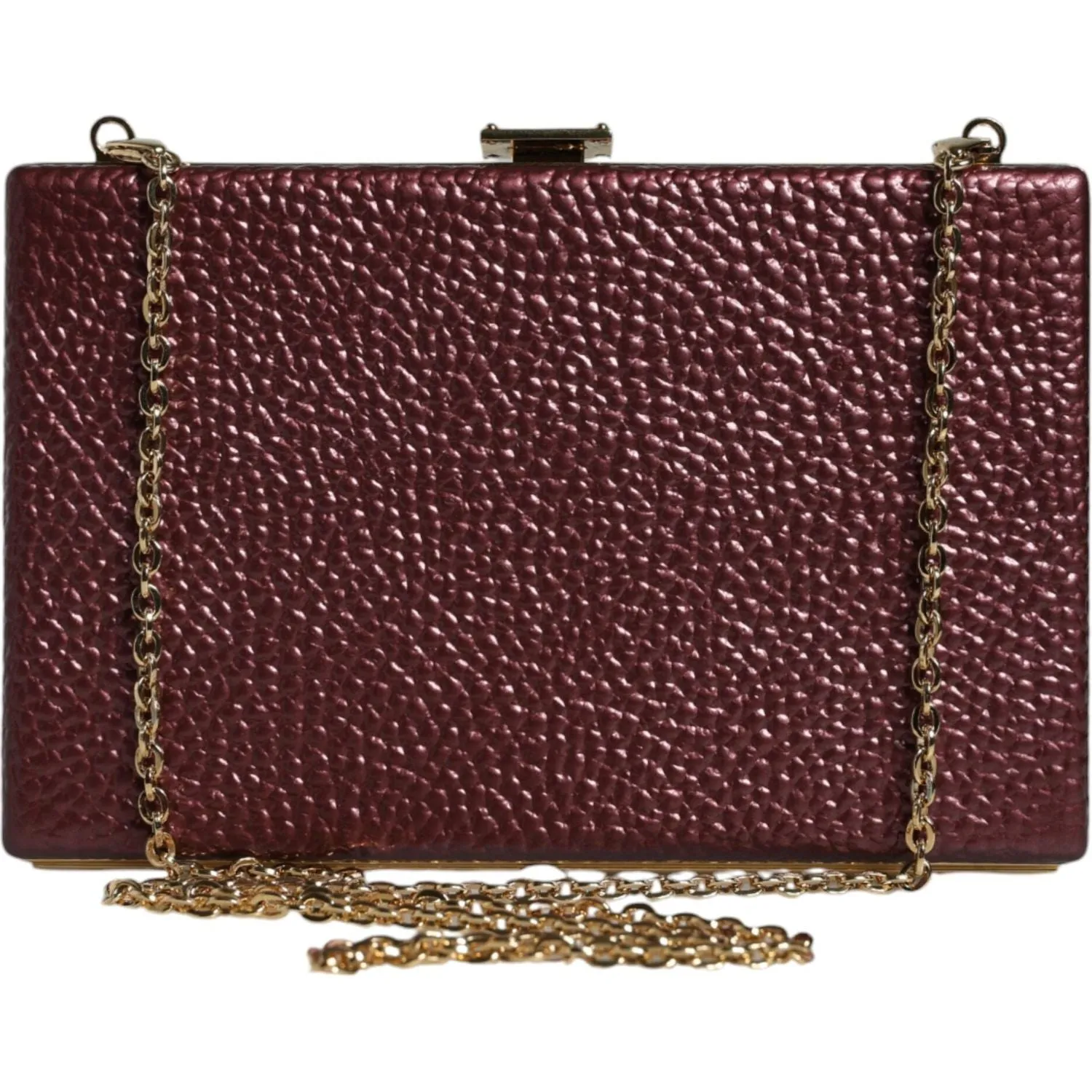 Dolce & Gabbana Maroon Leather Clutch Evening Crossbody Bag