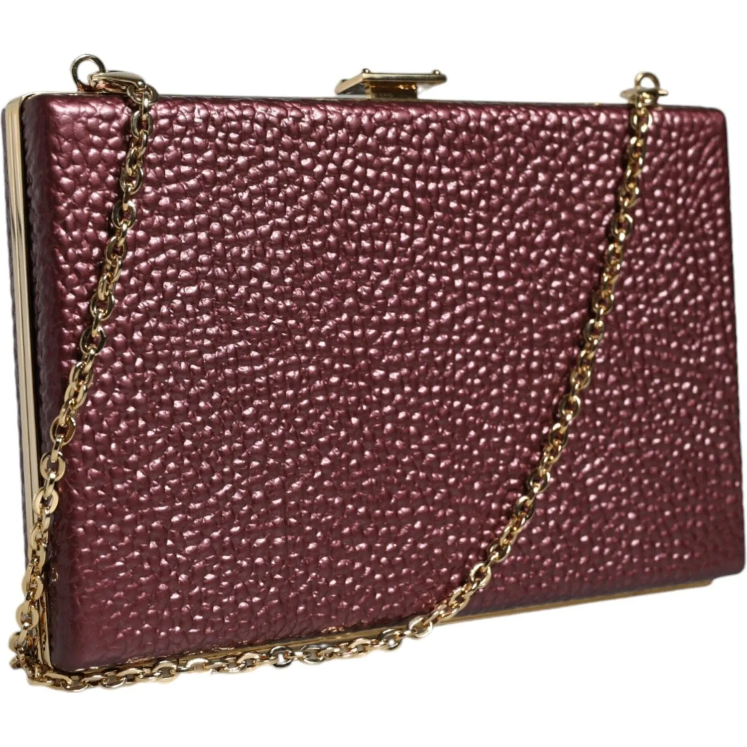 Dolce & Gabbana Maroon Leather Clutch Evening Crossbody Bag