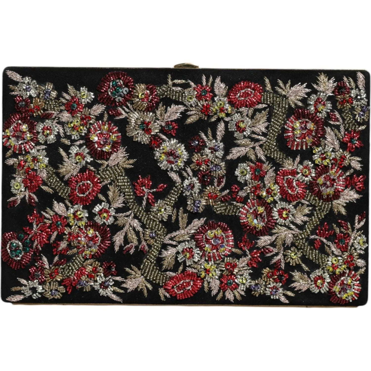 Dolce & Gabbana Multicolor Floral Gold Frame Clutch Evening Purse Bag