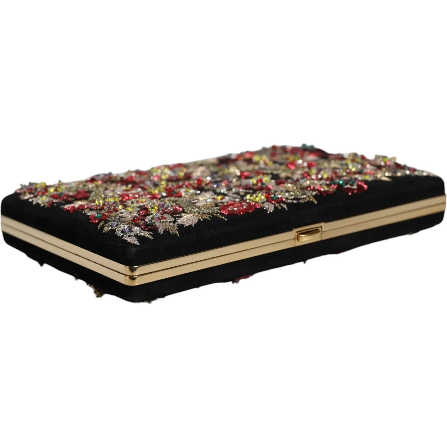 Dolce & Gabbana Multicolor Floral Gold Frame Clutch Evening Purse Bag