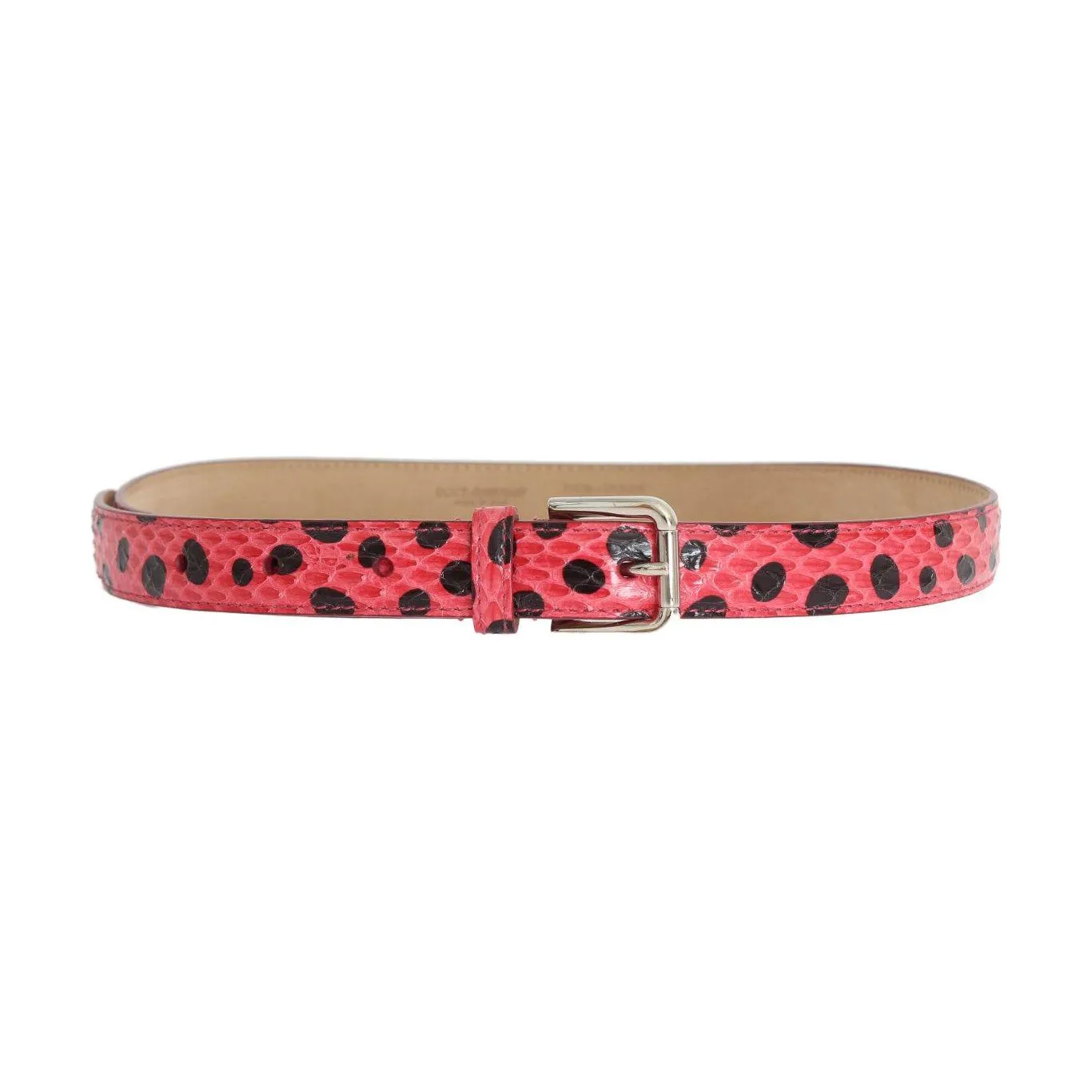 Dolce & Gabbana Polka Dot Snakeskin Belt with Silver Buckle