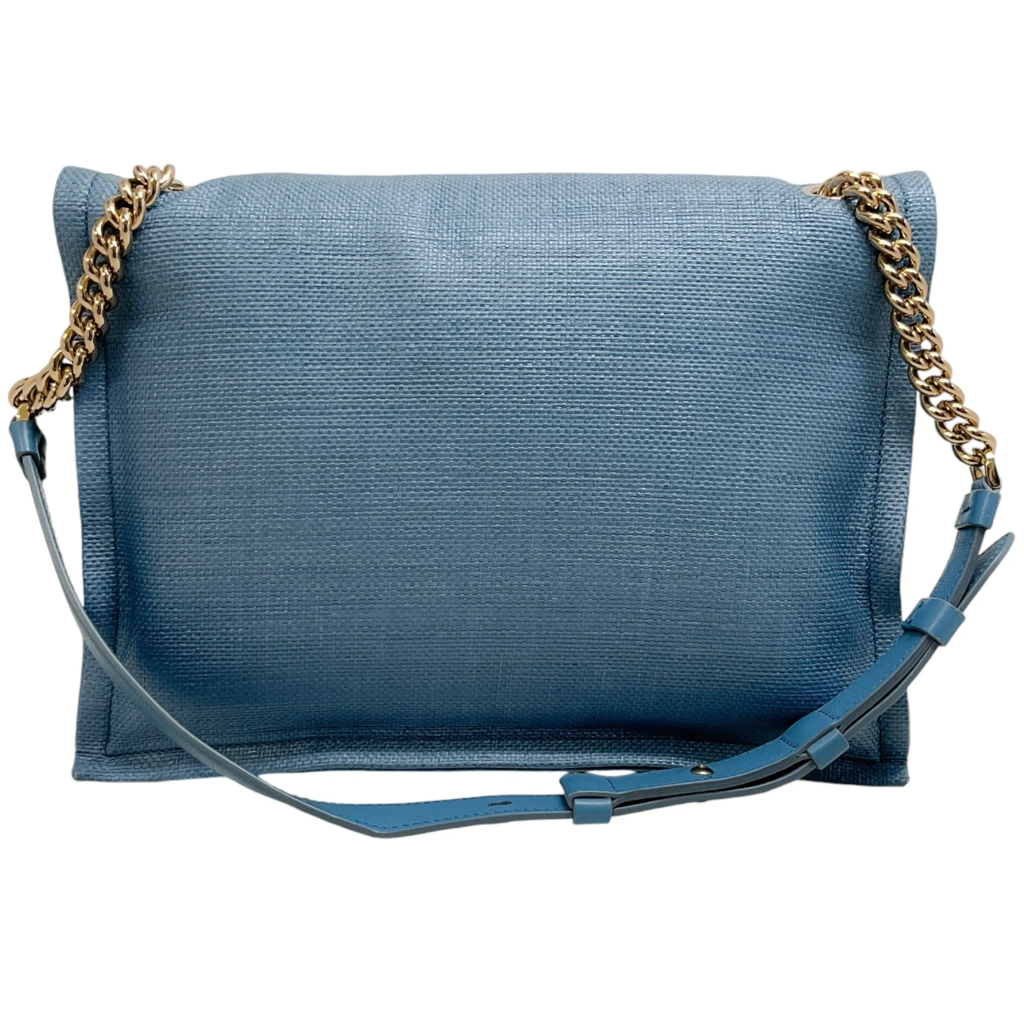 Ferragamo Light Blue Puffy Raffia Viva Bag