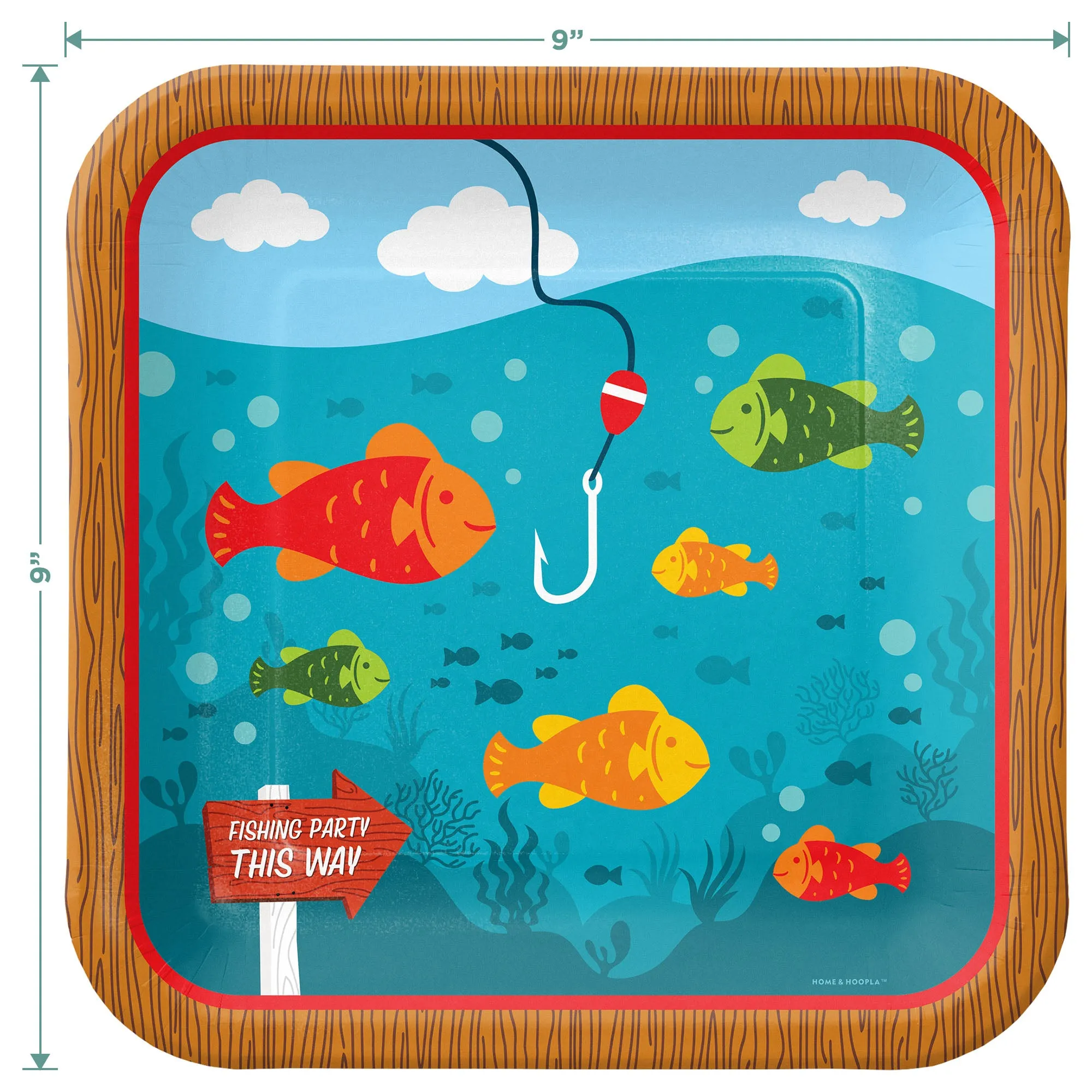 Fisherman Party Supplies - Mix of Square and Round Paper, Fish and Red Napkins (Serves 32)