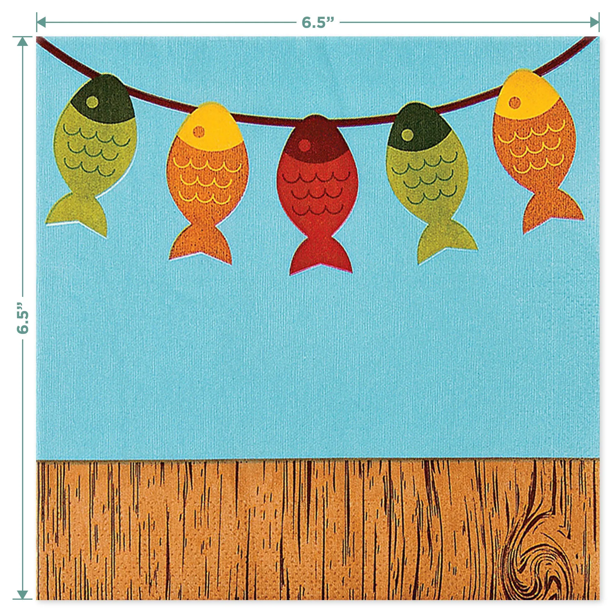 Fisherman Party Supplies - Mix of Square and Round Paper, Fish and Red Napkins (Serves 32)