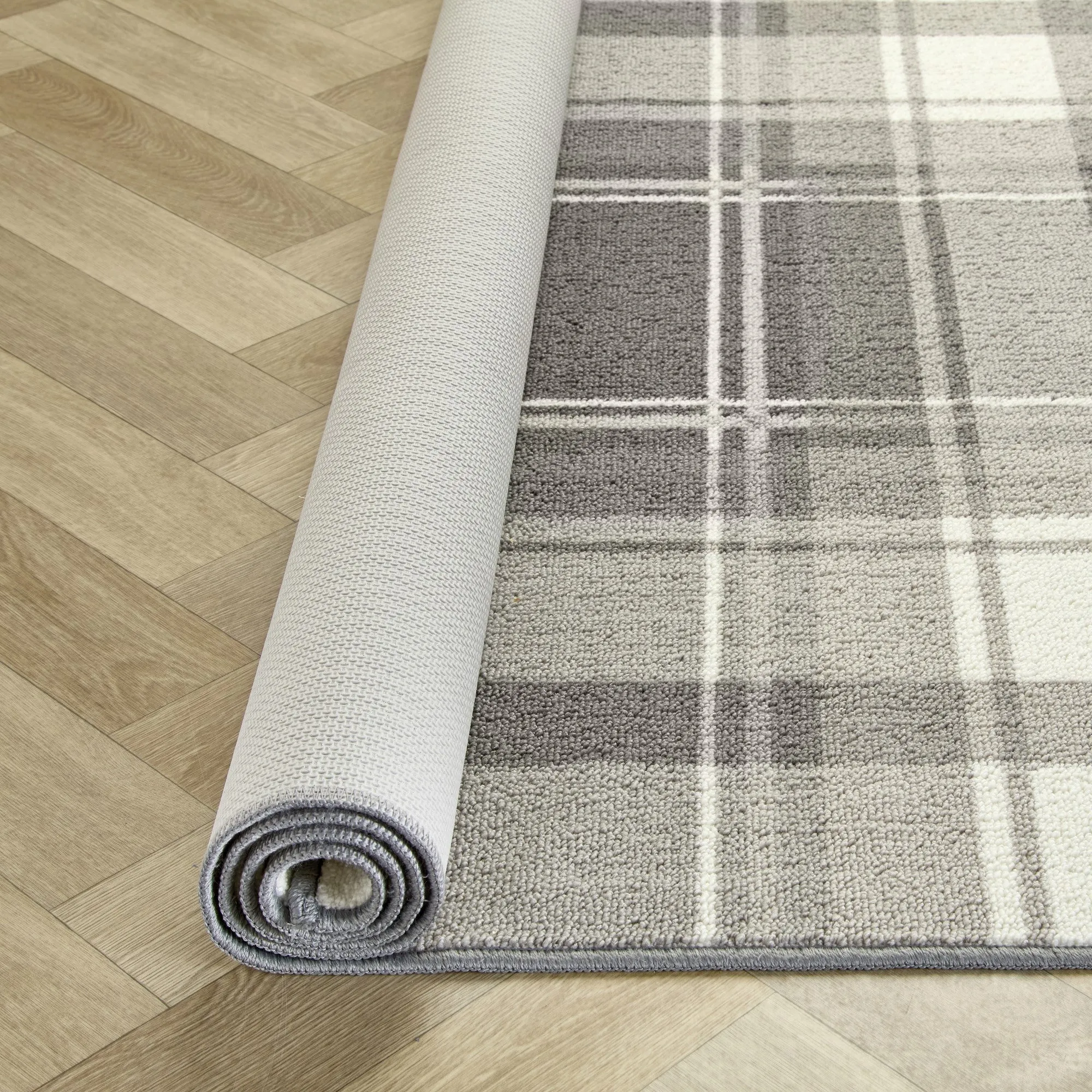 Fusion Balmoral Check Washable Rug - Slate