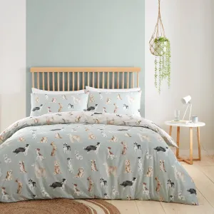 Fusion Friends Cute Dogs Duvet Cover Set - Duck Egg