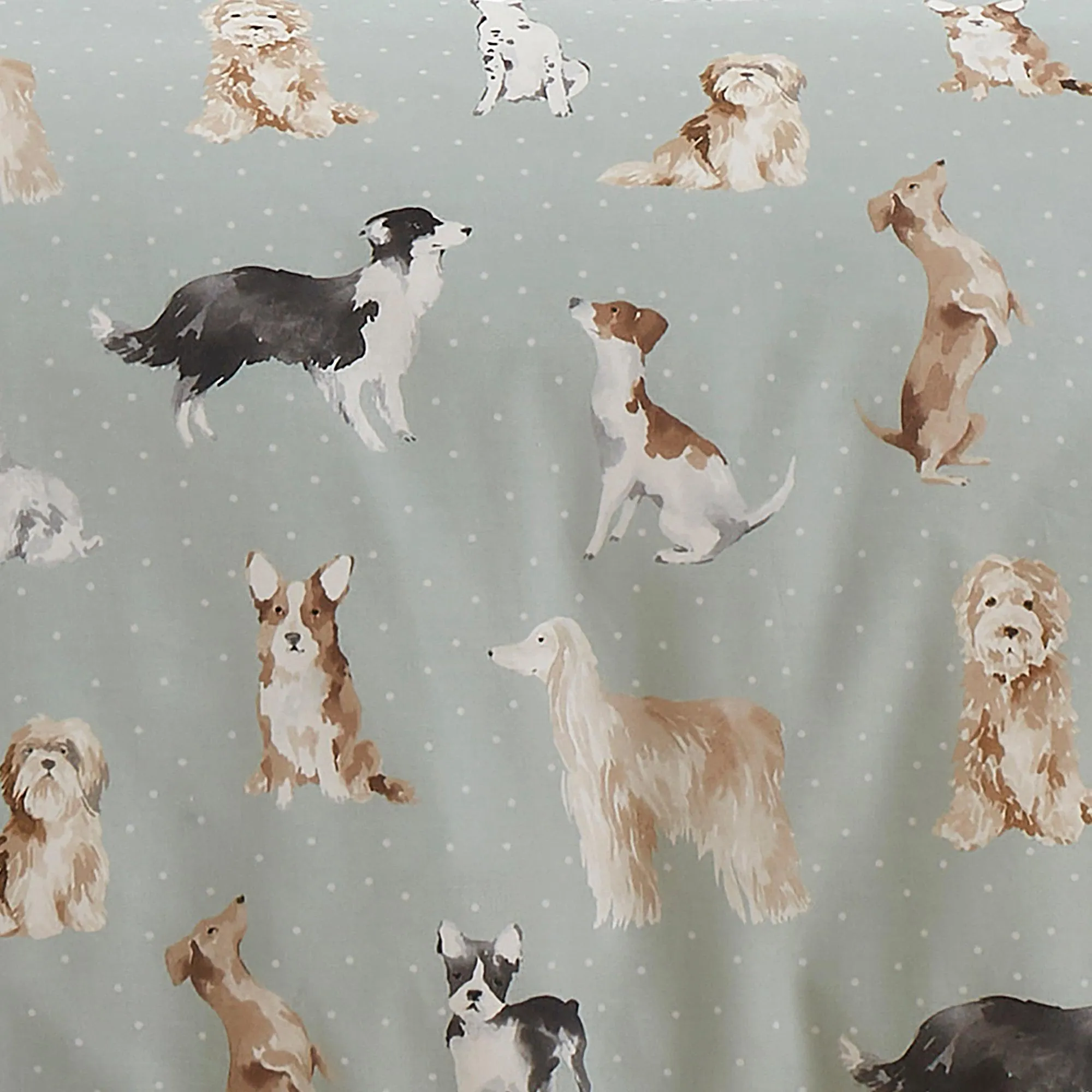 Fusion Friends Cute Dogs Duvet Cover Set - Duck Egg