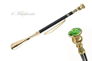 Glamorous Italian Shoehorn: Handmade with big Green Crystal