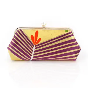 Golden Young Pine Kimono Clutch Purse | Upcycled from vintage Japanese Obi