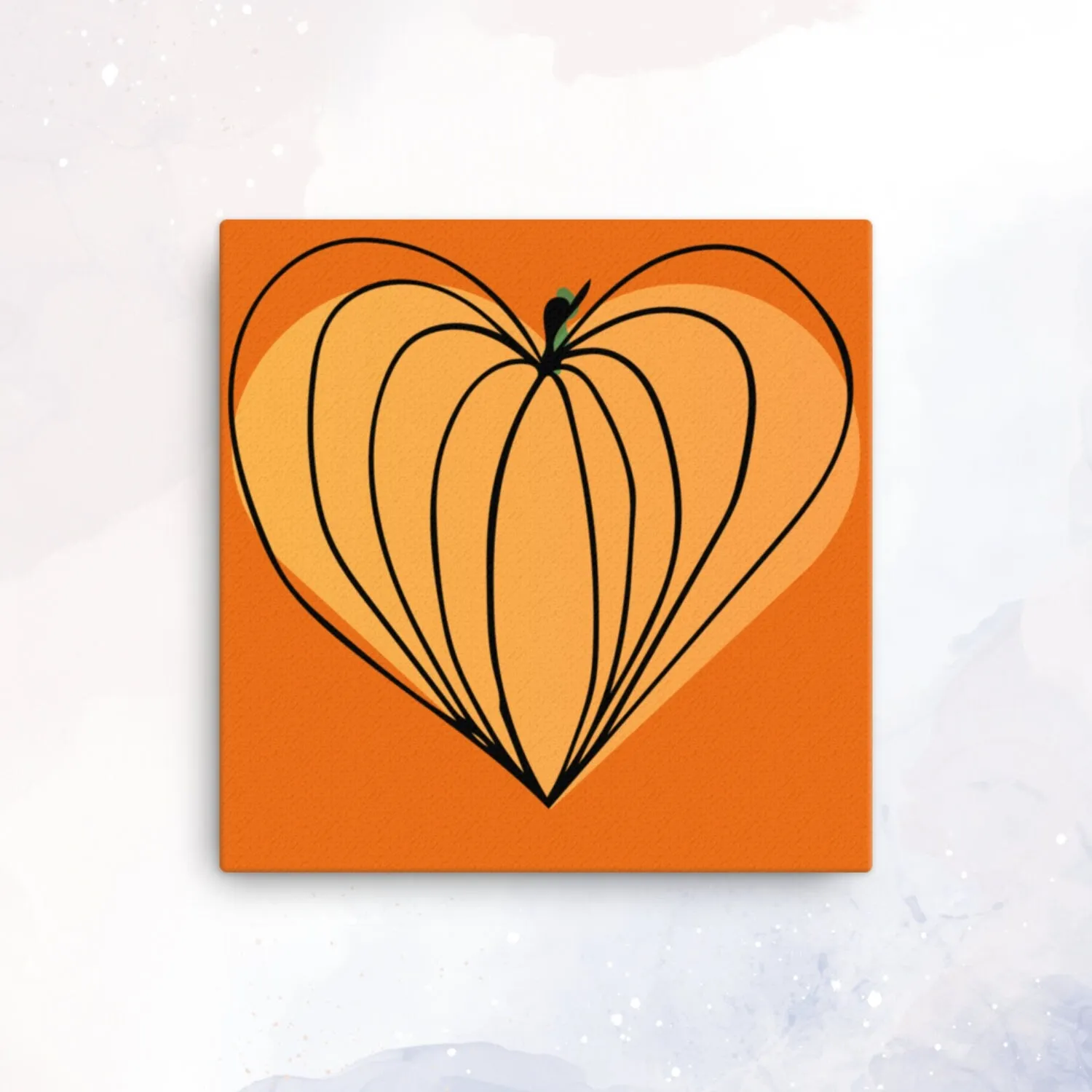 Hand Drawn Pumpkin Heart on Orange Canvas