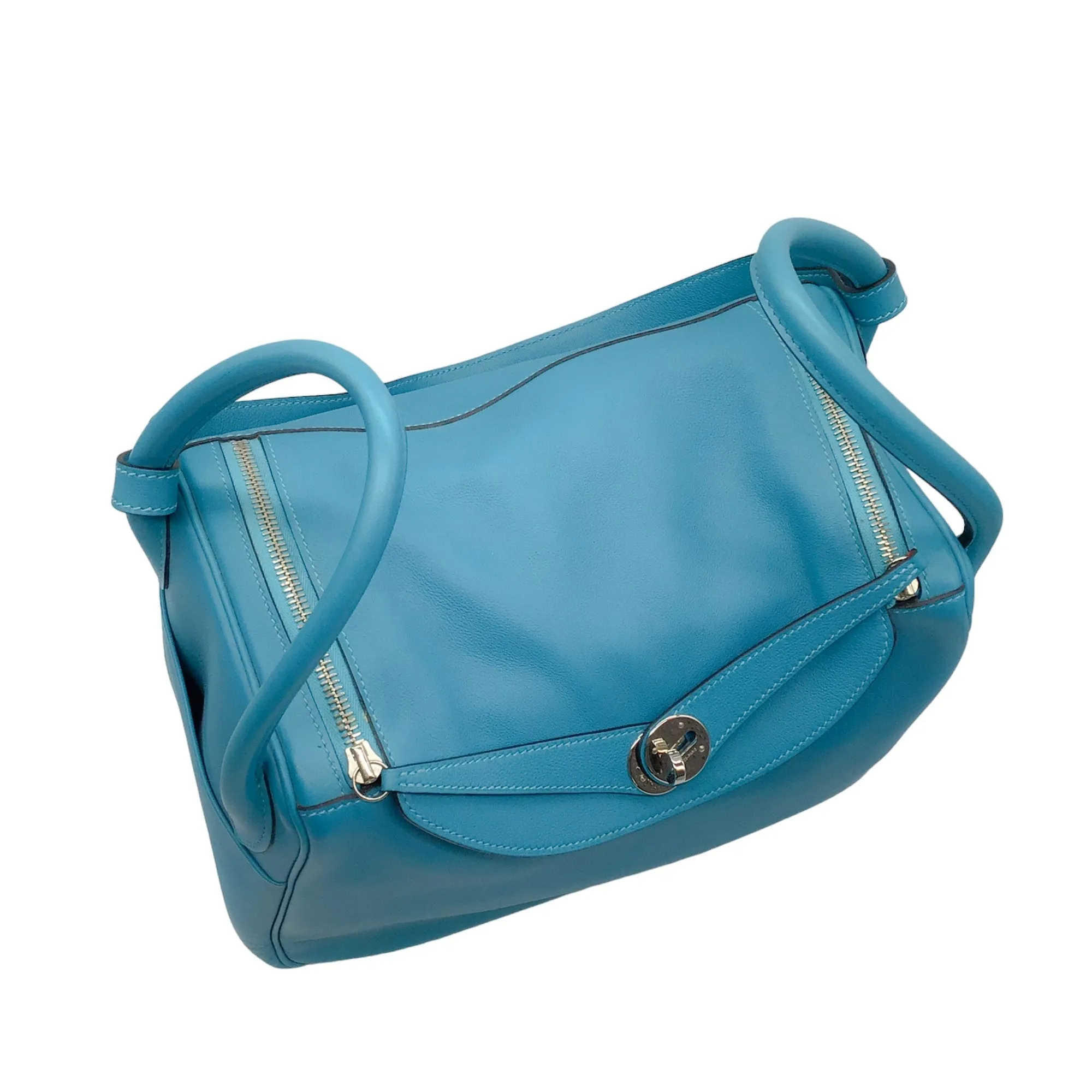 Hermes Turquoise 2007 Leather Lindy Handbag