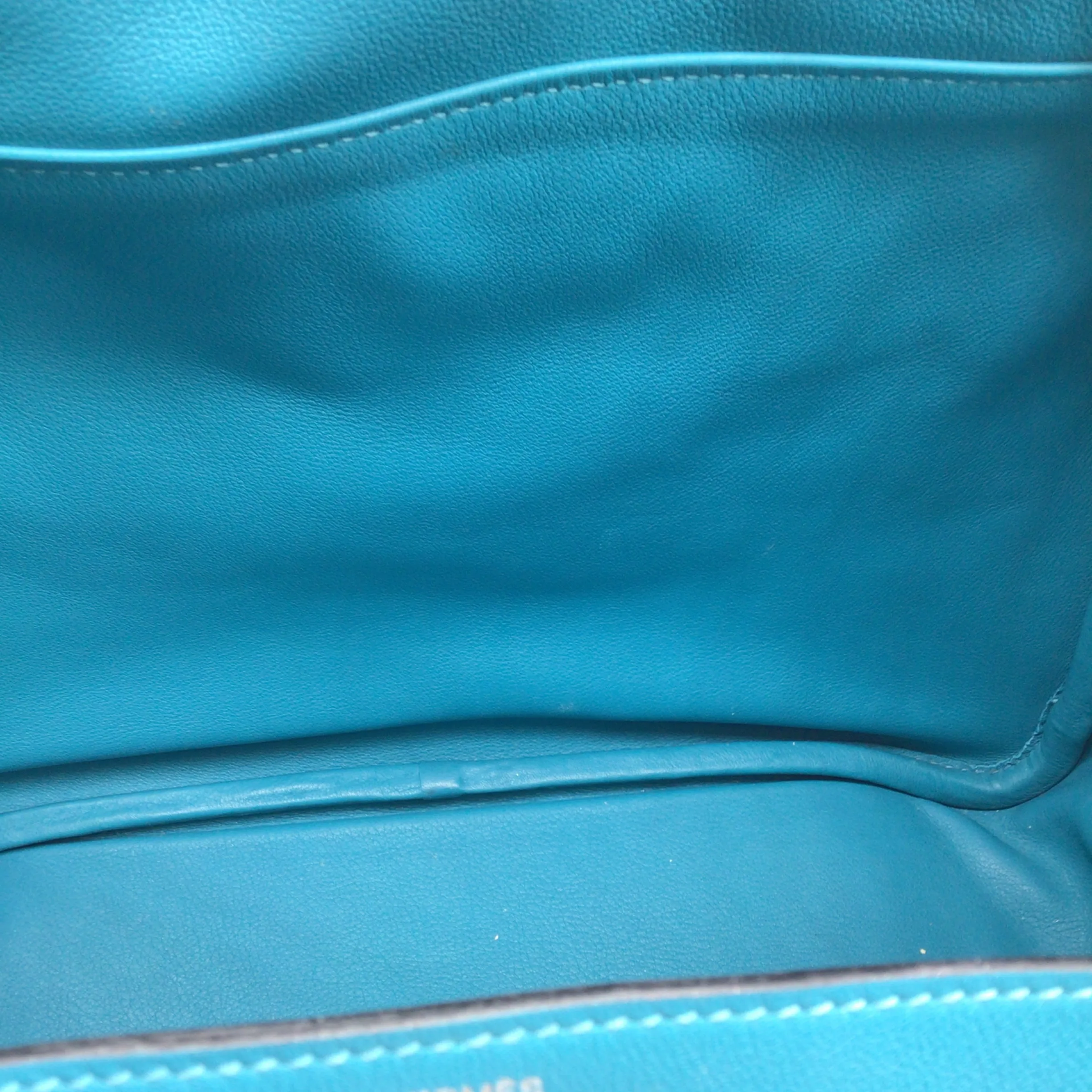 Hermes Turquoise 2007 Leather Lindy Handbag