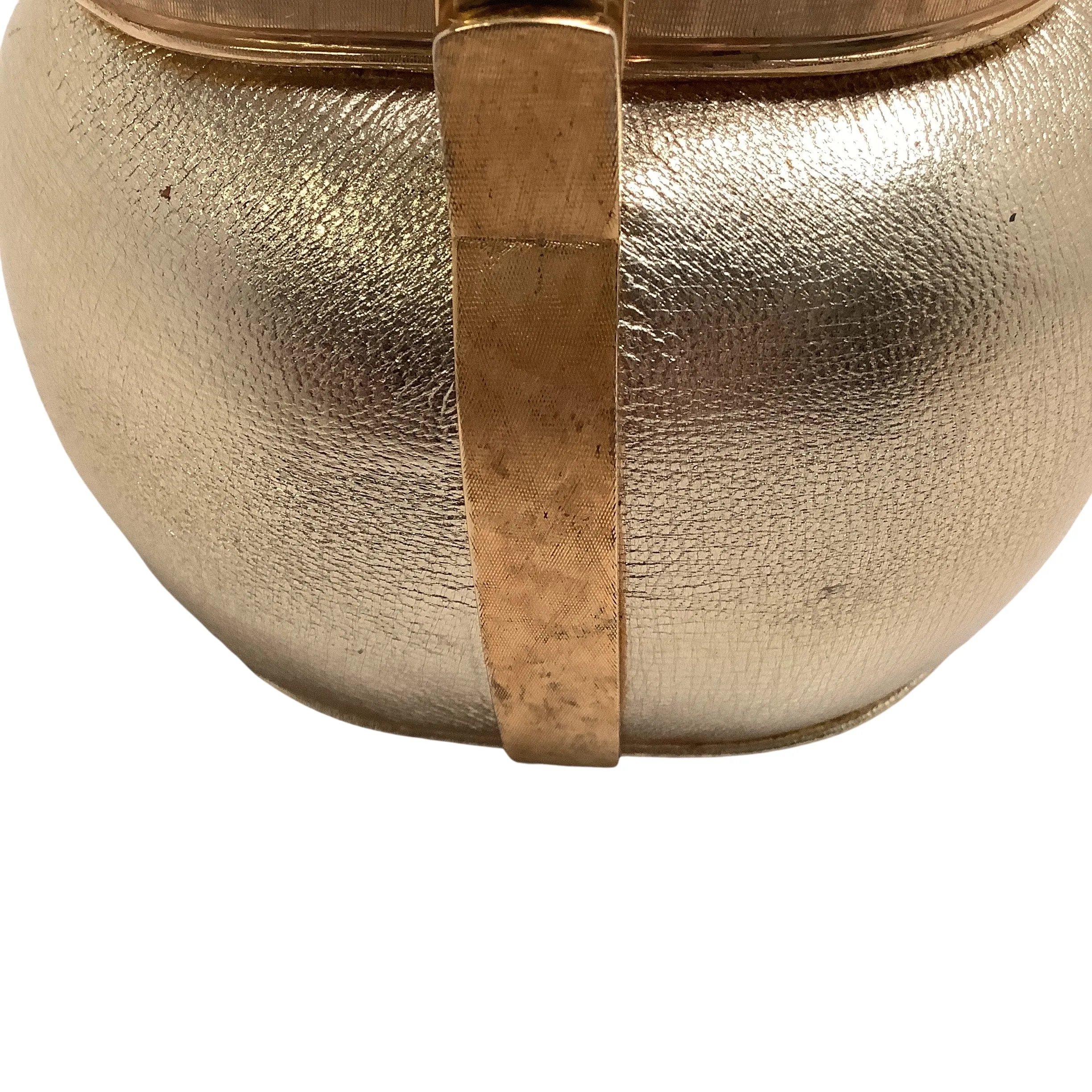 Judith Leiber Vintage Gold Leather Evening Bag with Metal Mesh Top