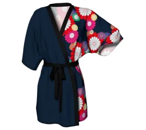 Kiku Floral Pattern Kimono Robe - Womens