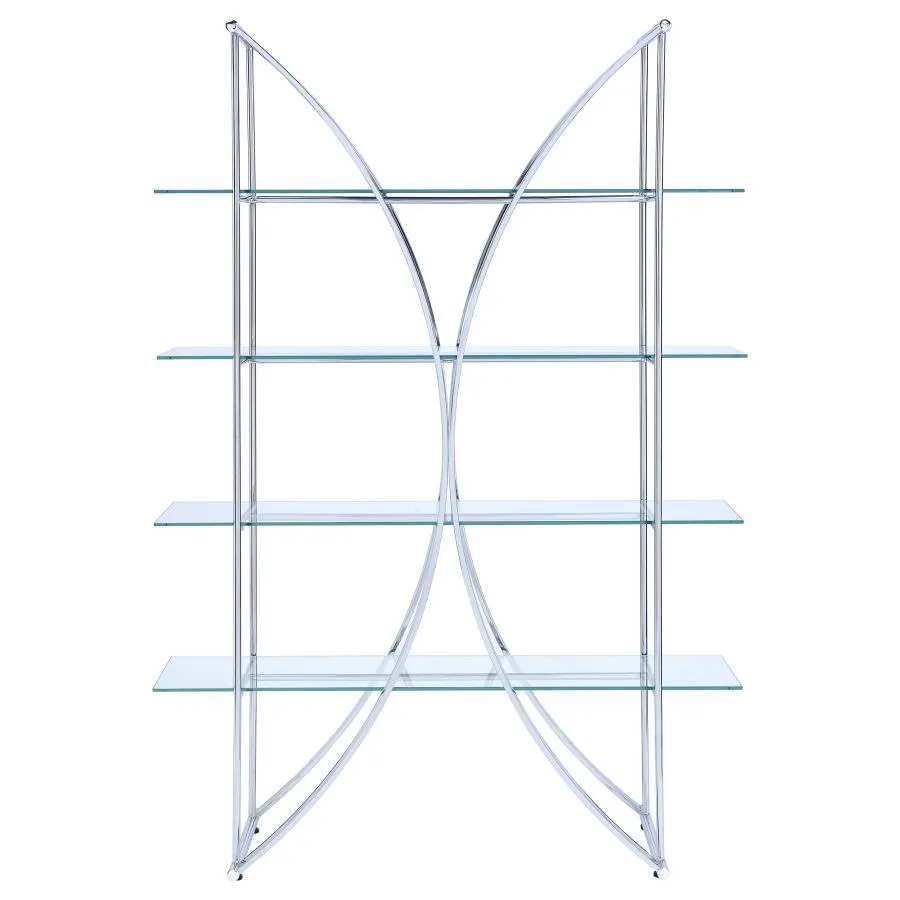 Larson - 4-Shelf Glass Bookshelf - Chrome