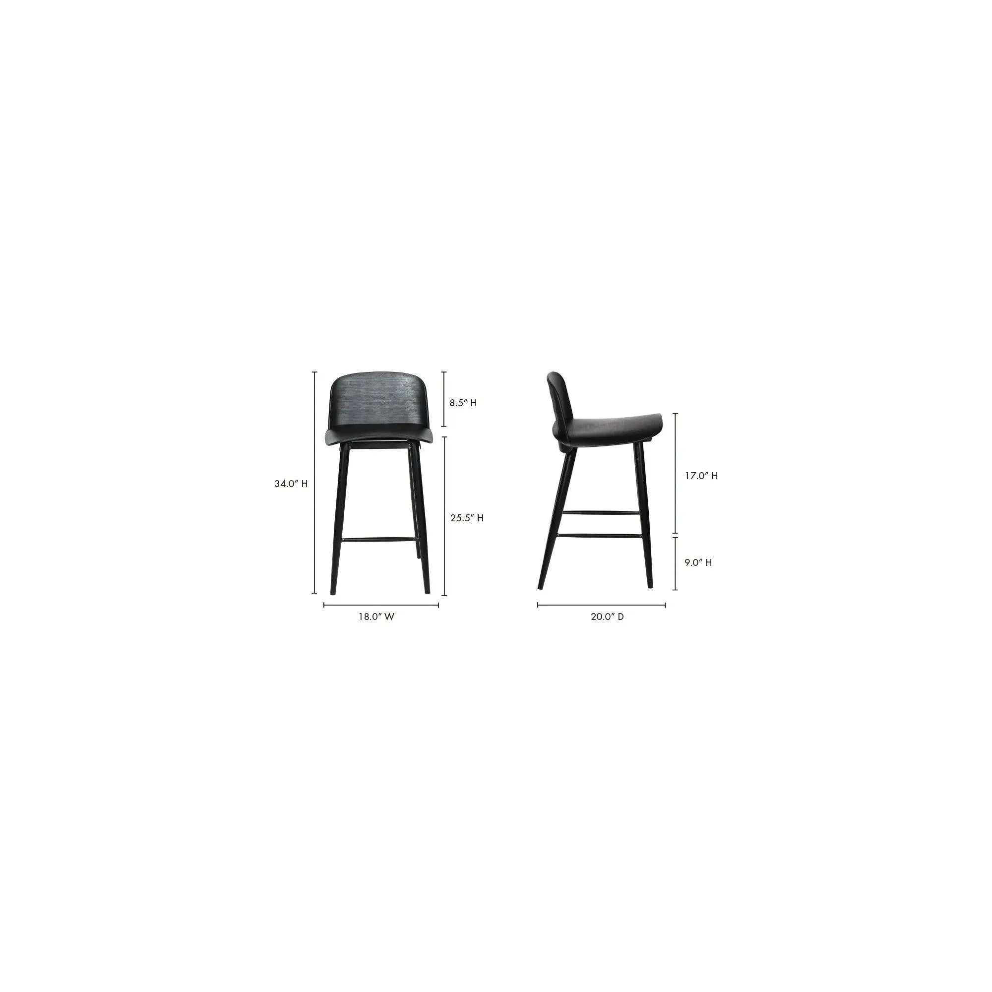 Looey Contemporary Black Counter Stool