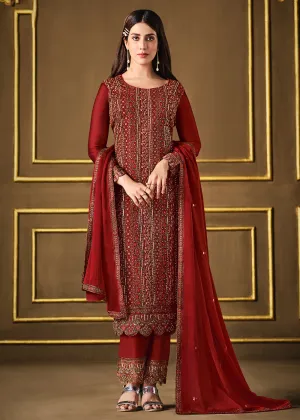 Luxurious Red Two Tone Georgette Party Wear Salwar Suit