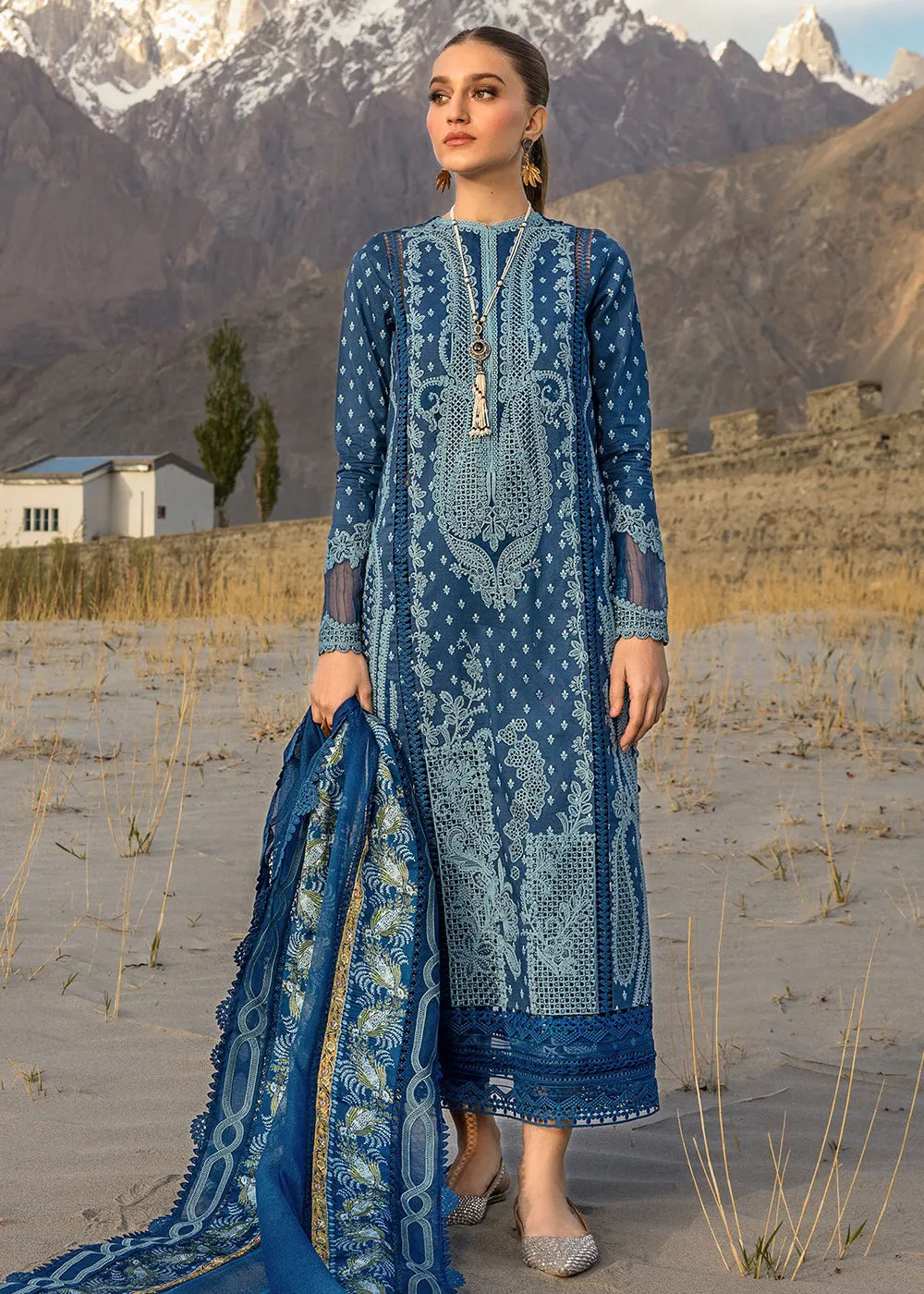 Luxury Lawn '24 by Crimson | Dancing Paisleys - Cobalt