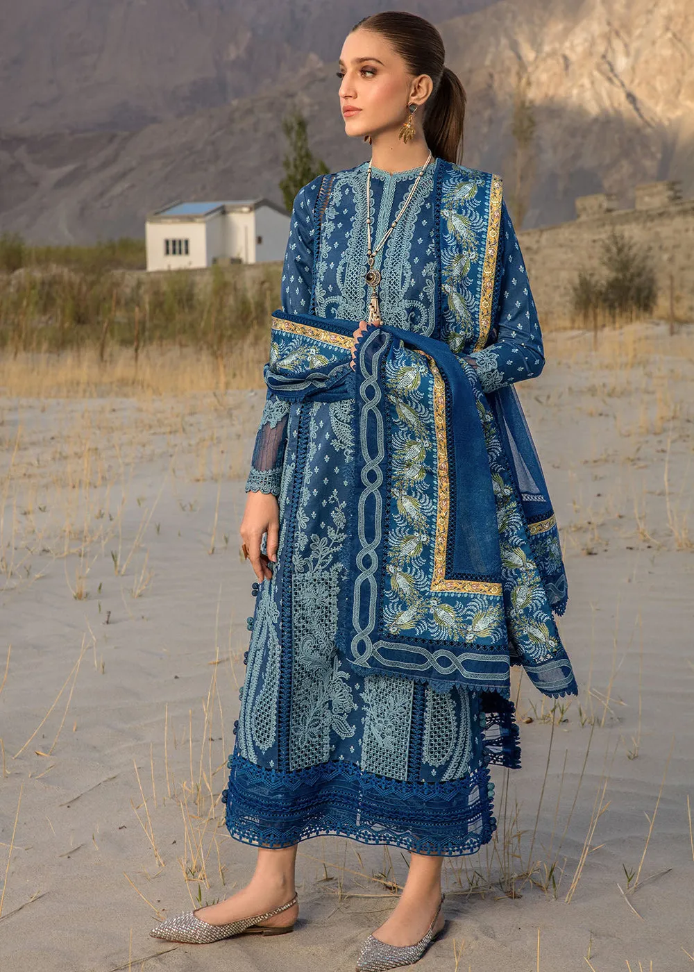 Luxury Lawn '24 by Crimson | Dancing Paisleys - Cobalt