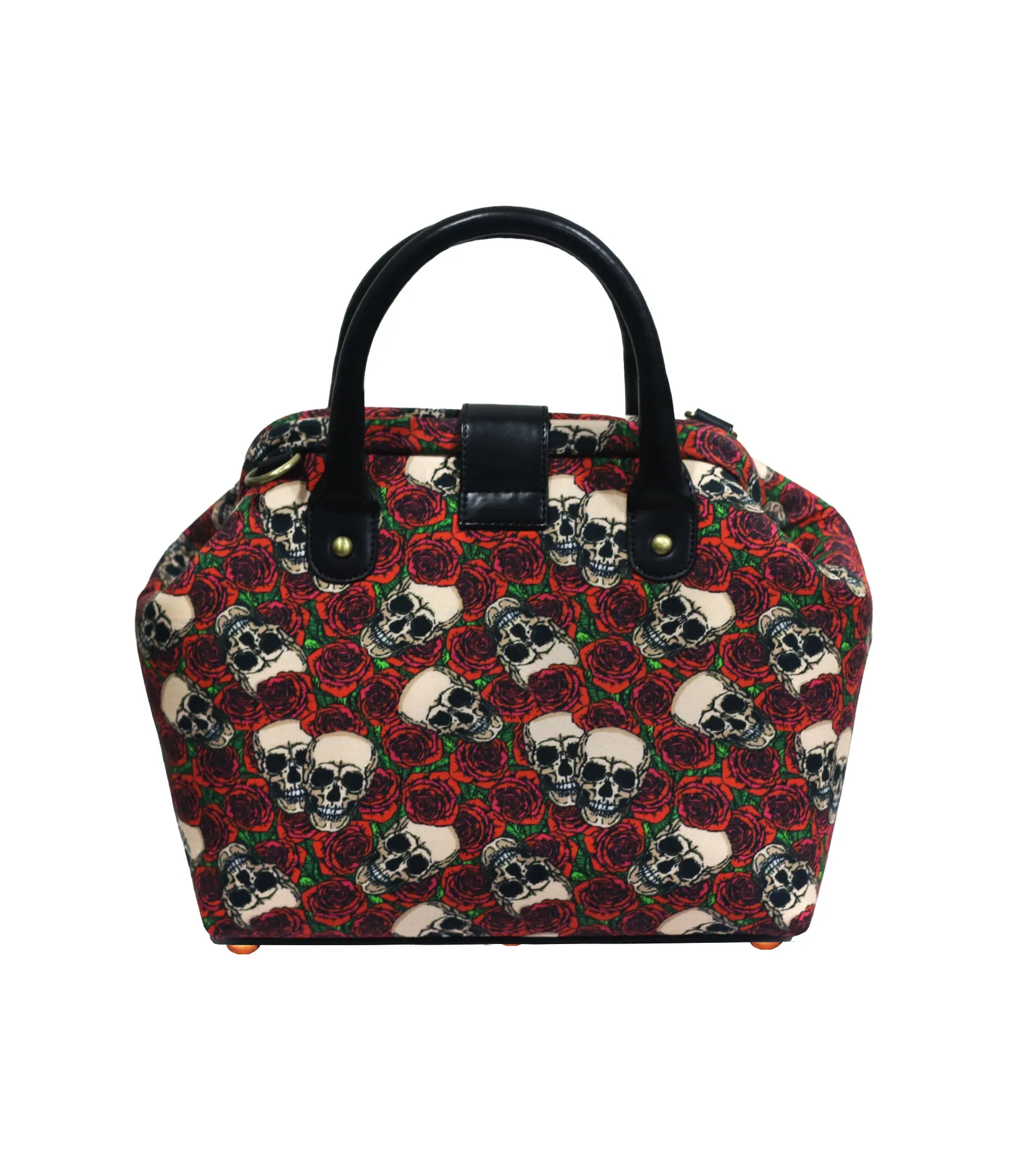 Mary Poppins Skull Rose Printed Fabric Handbags