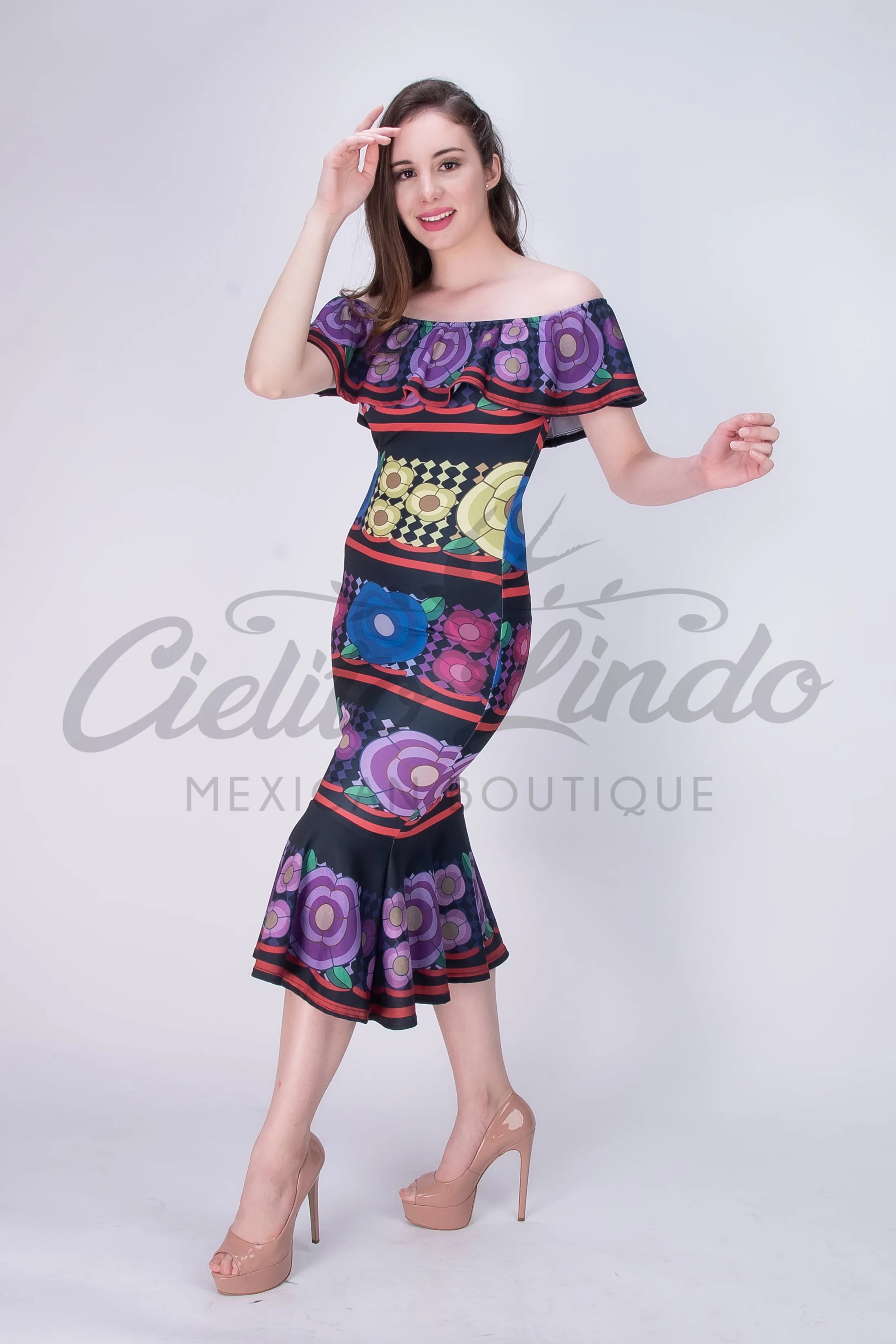 Mexican Jalapa Printed Maxi Dress