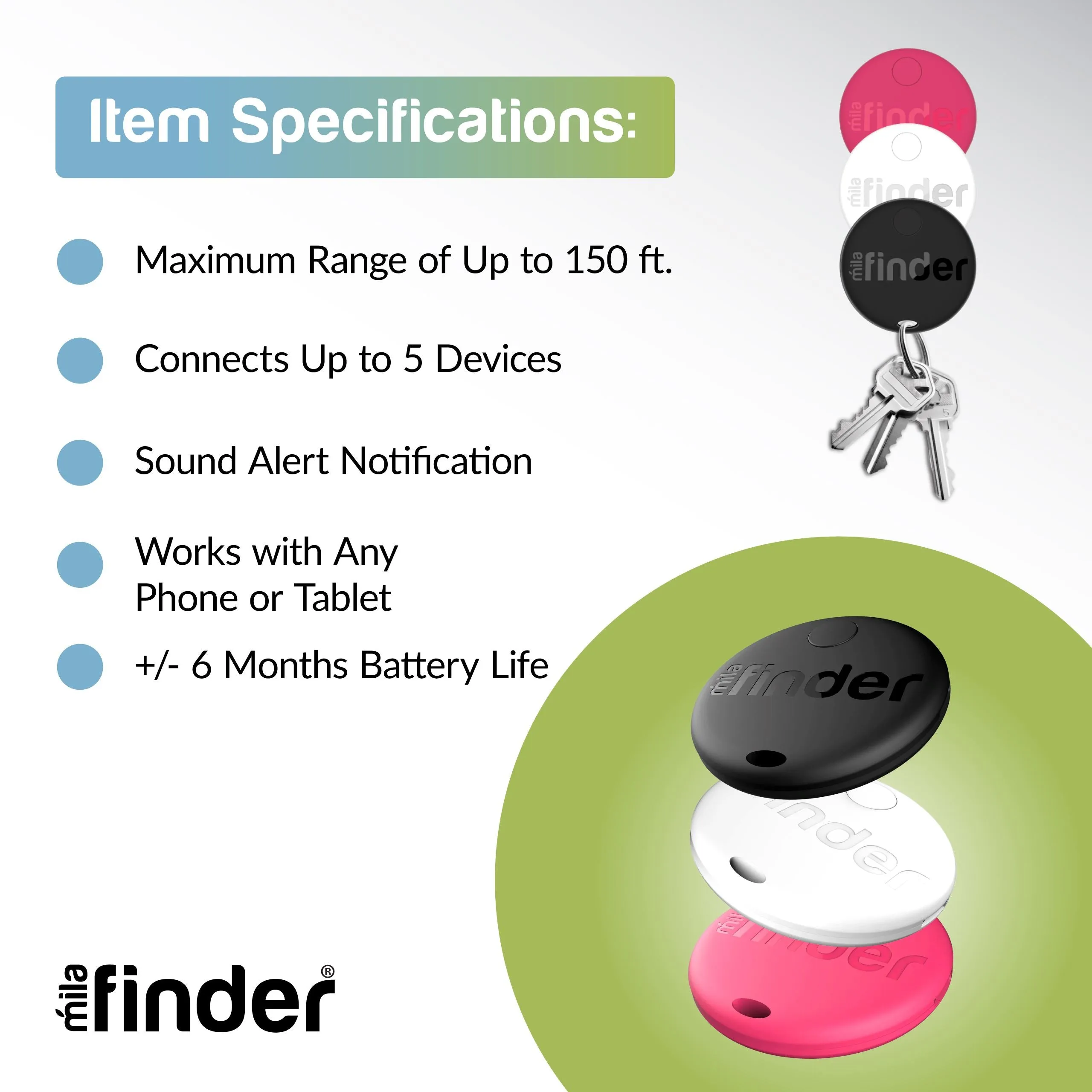 Mila Finder - Bluetooth Key Finder - 48 piece bundle