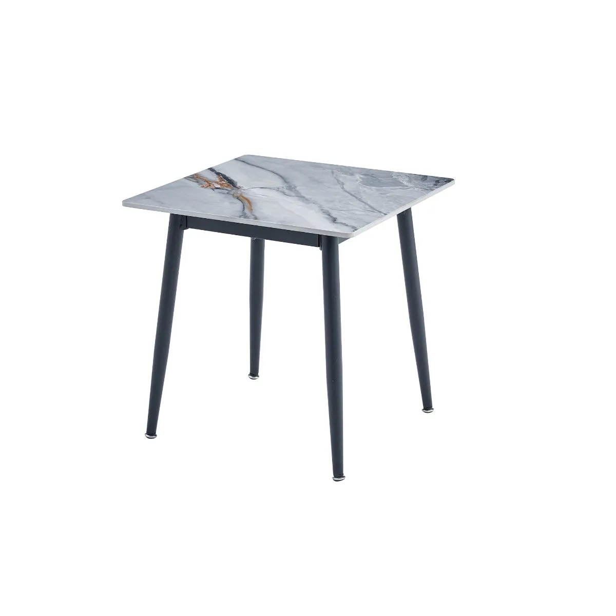 Modern Sintered Stone End Table with Black Metal Legs