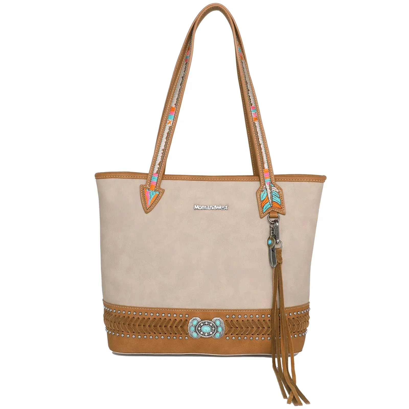 Montana West Concho Collection Concealed Carry Tote - Khaki - MW1112G-8317KH