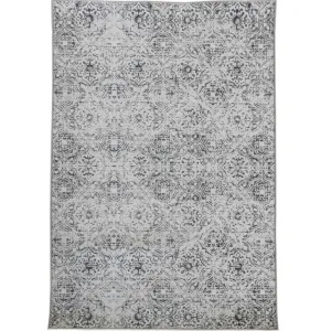 Mozaic Tiles Non-Slip Designer Grey Hallway Runner Rug