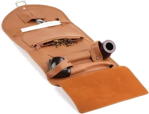 Mr. Brog Elegant Full Grain Leather Tobacco Pipe Pouch Wrap - Tan