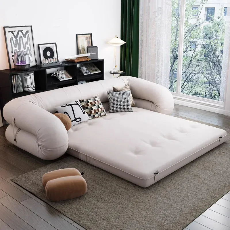 Multi-Fold Vintage Elegant Tatami Leather Sofa Bed