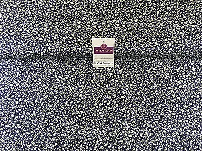 Navy And White Floral Paste Printed 100% Cotton Poplin Craft Fabric 45" M633