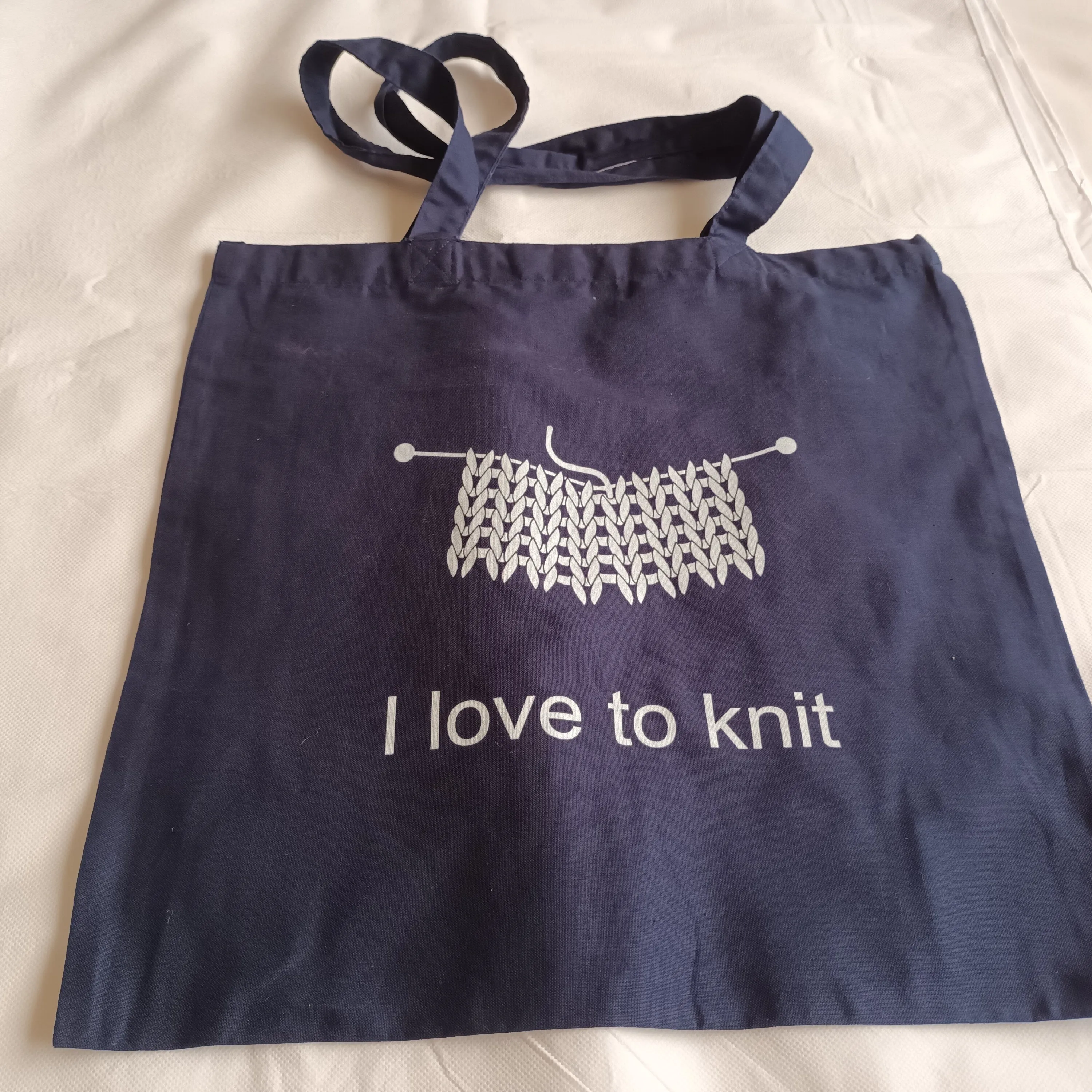 Navy Light Tote Bag - I love to knit