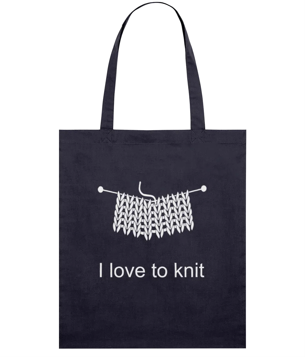 Navy Light Tote Bag - I love to knit