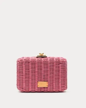 Paige Wicker Box Clutch Pink