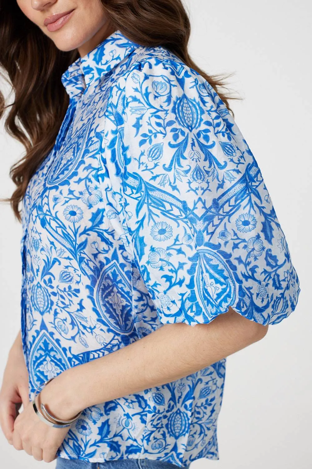 Paisley Print Puff 1/2 Sleeve Shirt