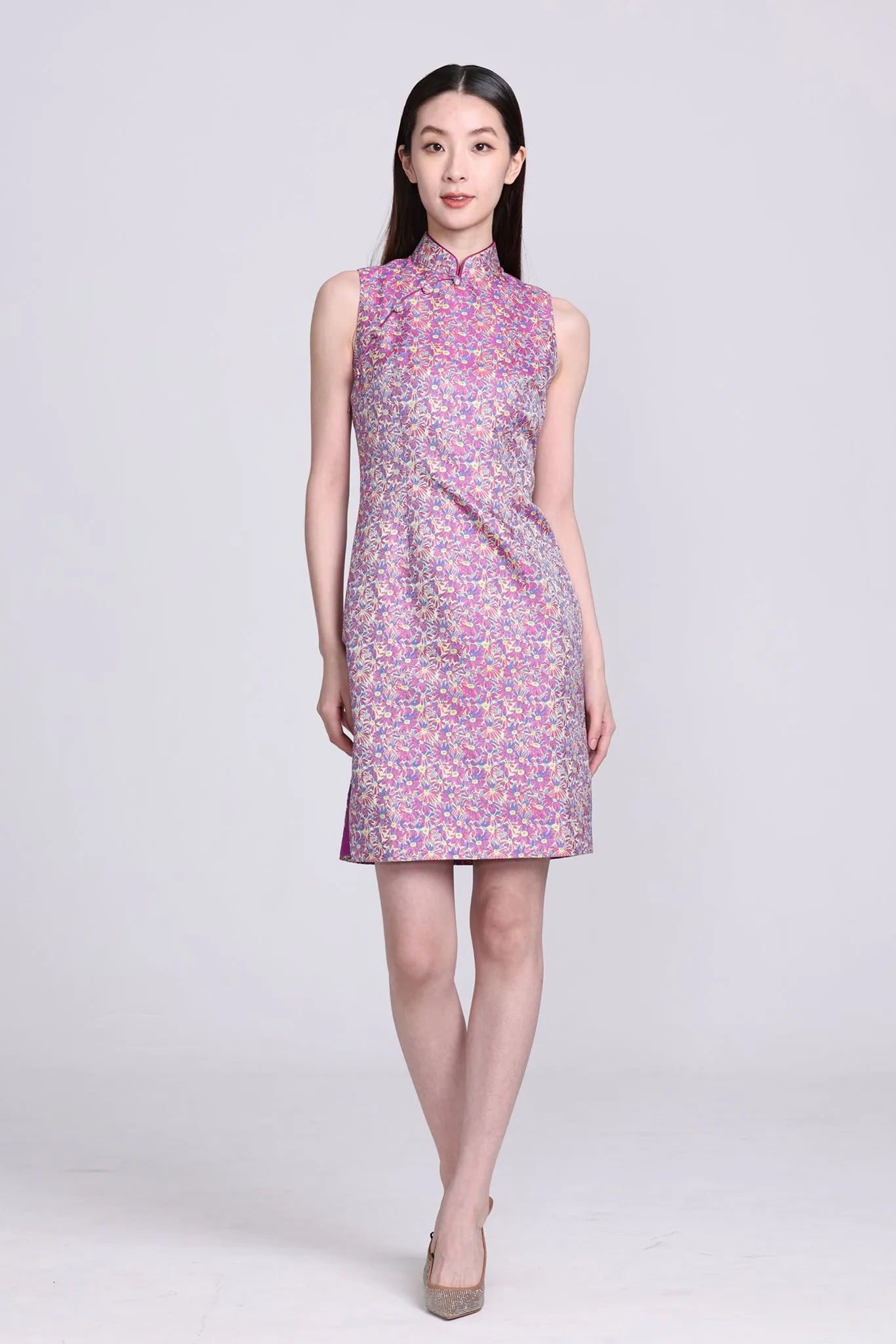 PAMELA Daisy Brocade Sleeveless Cheongsam (Purple)