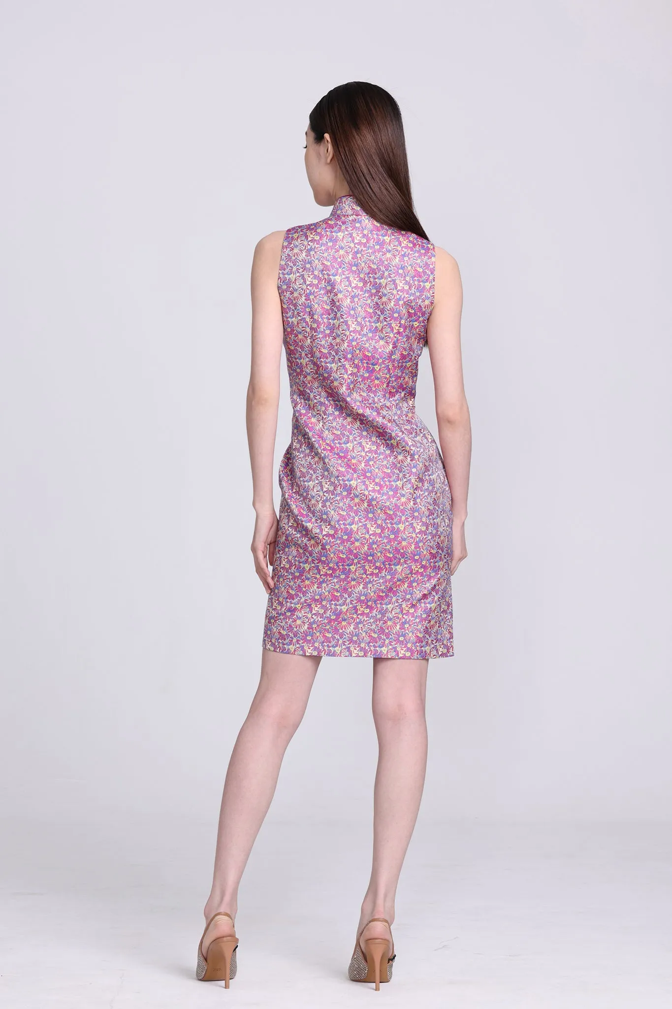 PAMELA Daisy Brocade Sleeveless Cheongsam (Purple)