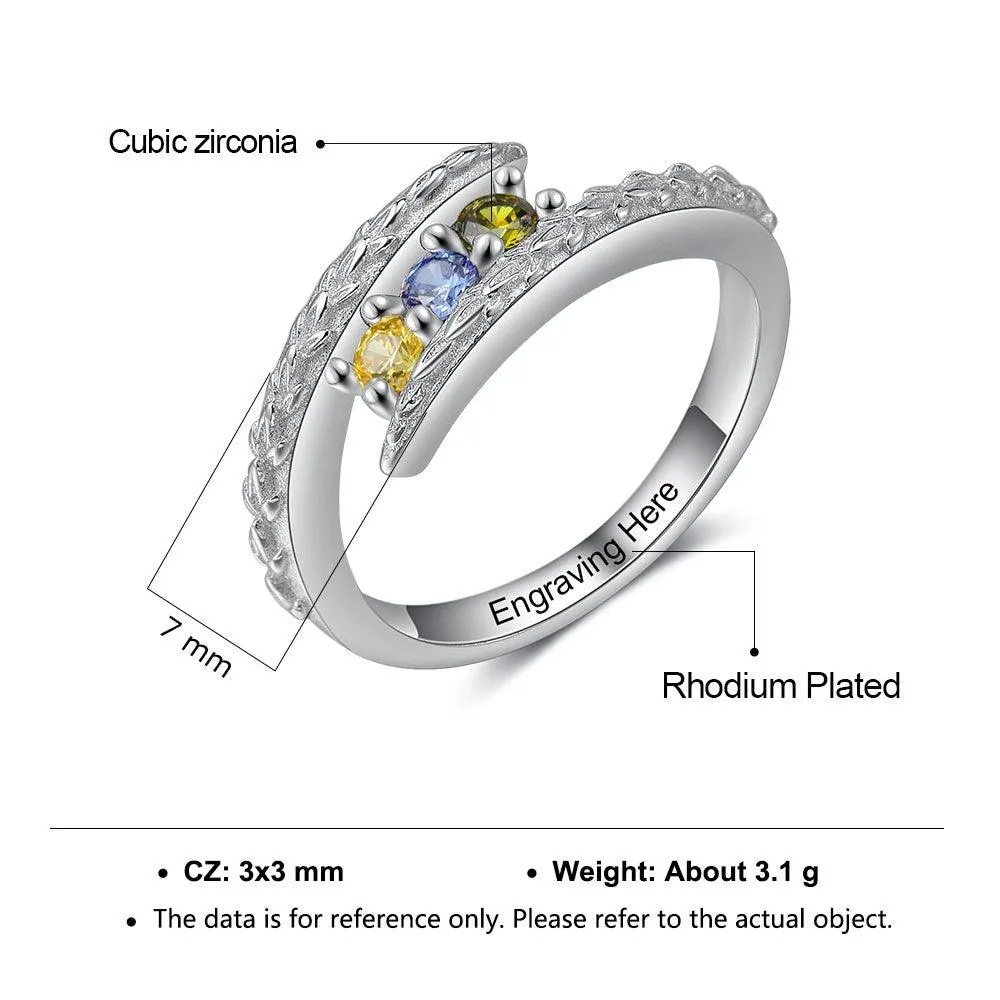 Personalized Classic Simulated CZ Silver Ring Band For Women