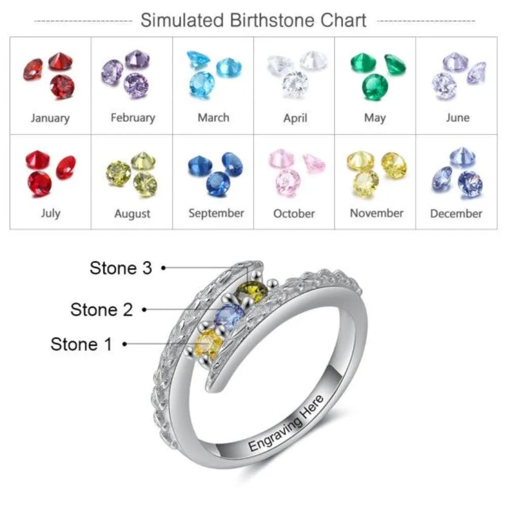 Personalized Classic Simulated CZ Silver Ring Band For Women