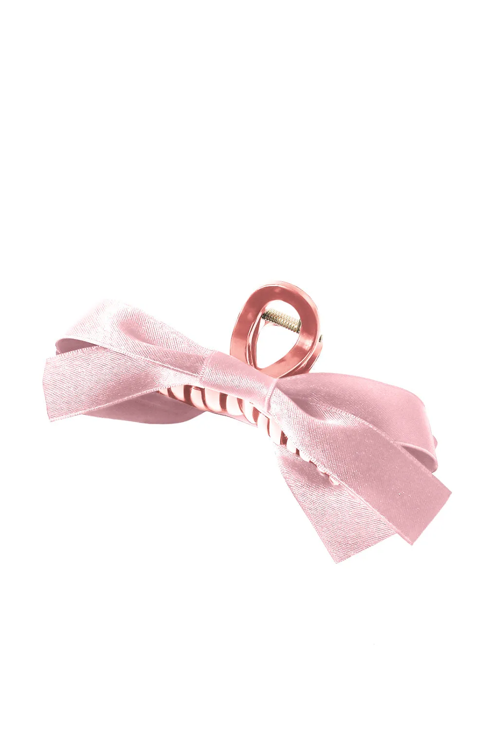 Pink Solid Color Ribbon Bow Decor Hair Clip