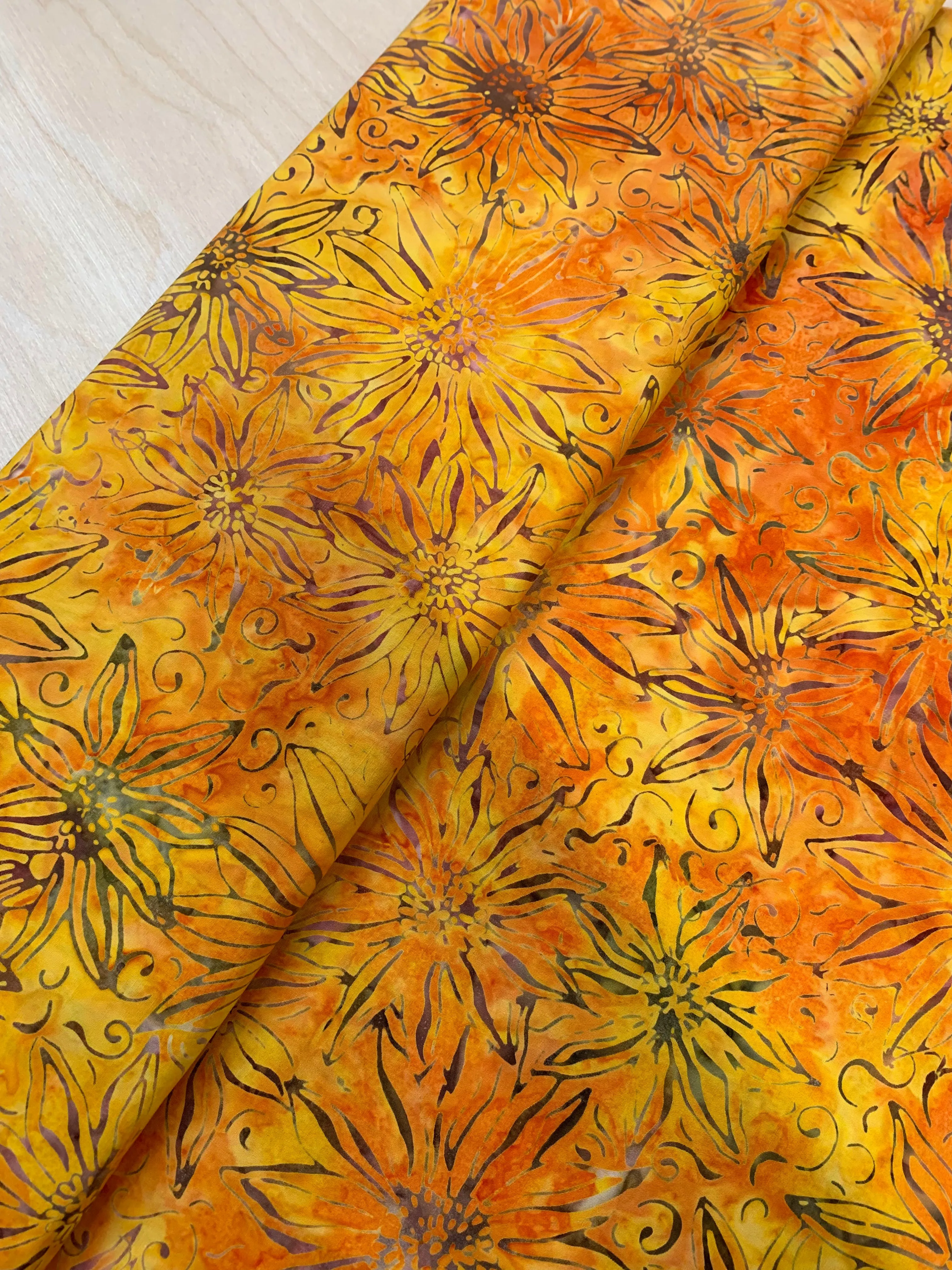 Printed Sunflower Batik Cotton