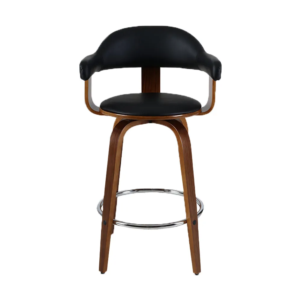 PU Leather Bar Stools with Wooden Legs, 2 Set - Artiss