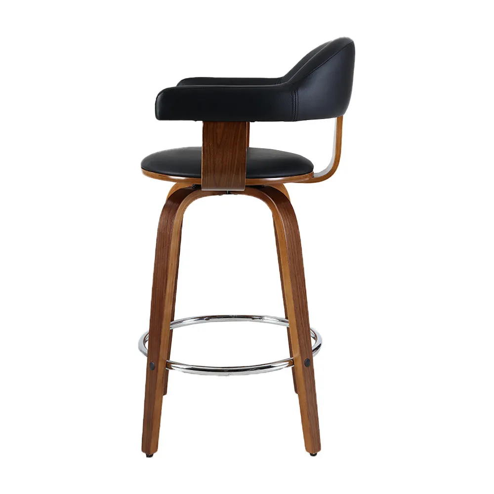 PU Leather Bar Stools with Wooden Legs, 2 Set - Artiss