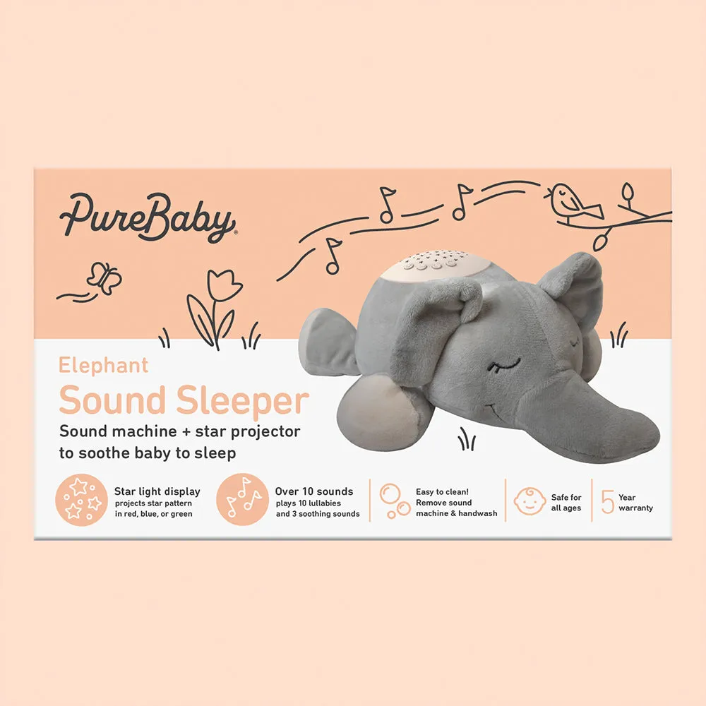 PureBaby® Sound Sleepers Sound Machine and Star Projector - Elephant