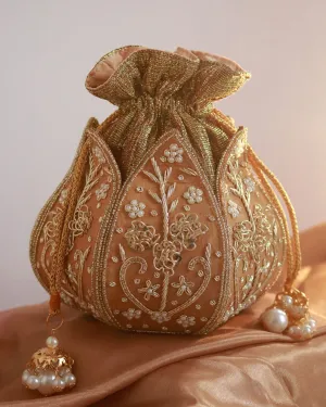 Pushp Zardozi Embroidered Mini Lotus Potli